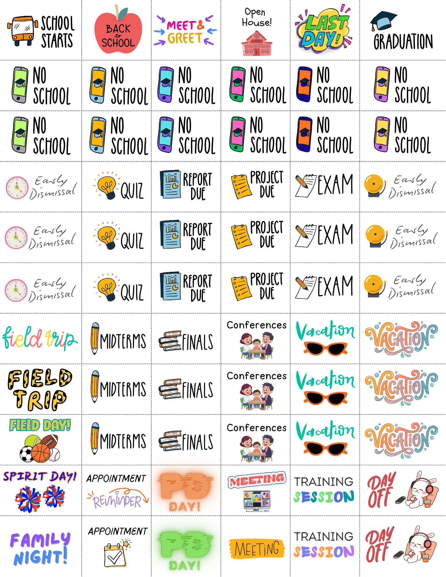 School Planner Stickers