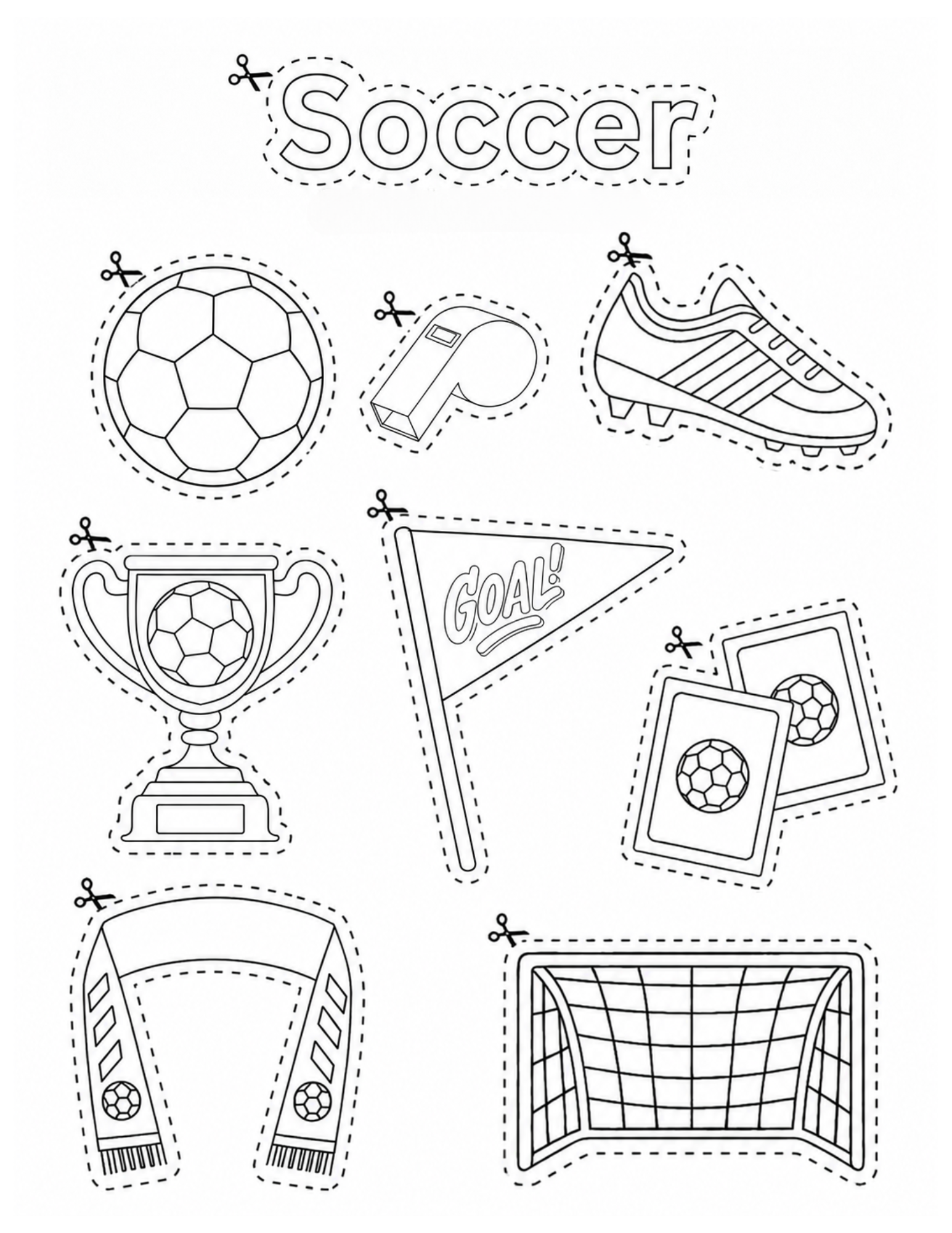 Soccer Coloring & Cutting Practice